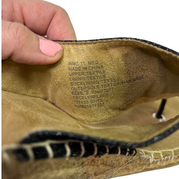 Croft & Barrow Black Shimmery Wedge Sandal/ Flip Flop/ Slip-On Shoe Women's 11 - Picture 10 of 10